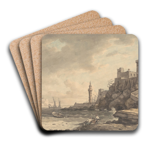 View of Leghorn by William Marlow Art Drink Coaster set