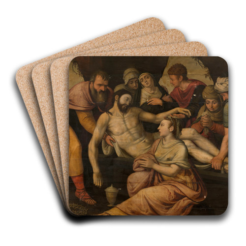Christ's Entombment by Lambert Van Noort Art Drink Coaster set