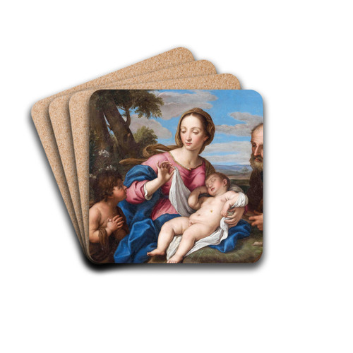 The Holy Family with the Infant Saint John the Baptist by Giovanni Battista Salvi da Sassoferrato Drink Coasters - set of 4