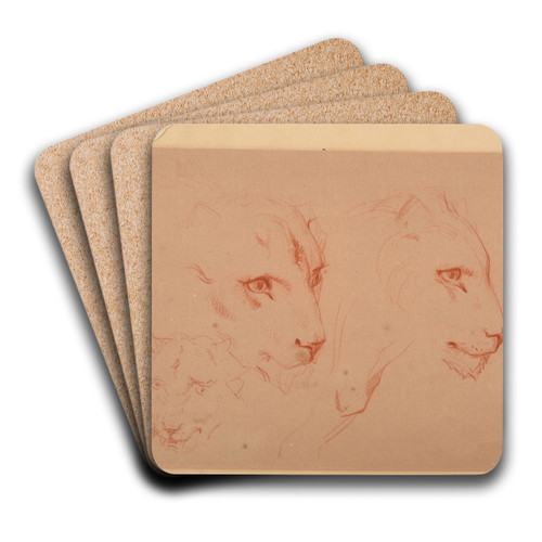 tudes de ttes de lions by Jacques-Raymond Brascassat Art Drink Coaster set