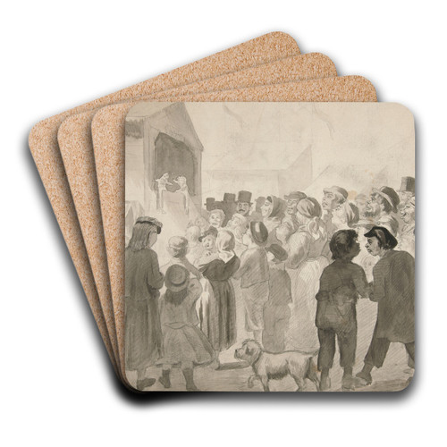 Crowd Scene by Edwin Austin Abbey Art Drink Coaster set