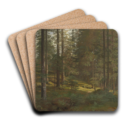 Wooded Landscape by Hans Gude Art Drink Coaster set