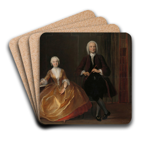 A Couple Making Music by Cornelis Troost Art Drink Coaster set