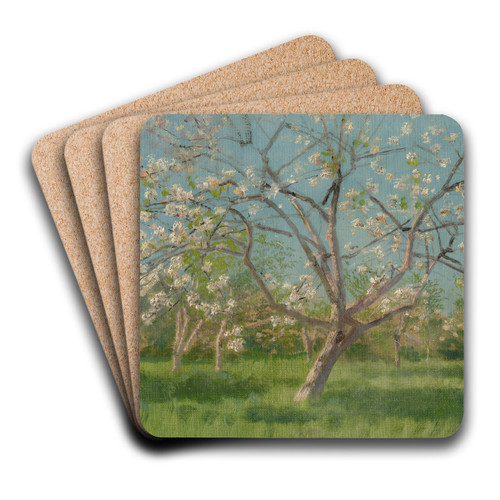 Study of Blooming Trees in an Orchard by Ladislav Mednynszky Art Drink Coaster set