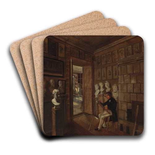 Painter in the studio by Aleksander Kokular Art Drink Coaster set