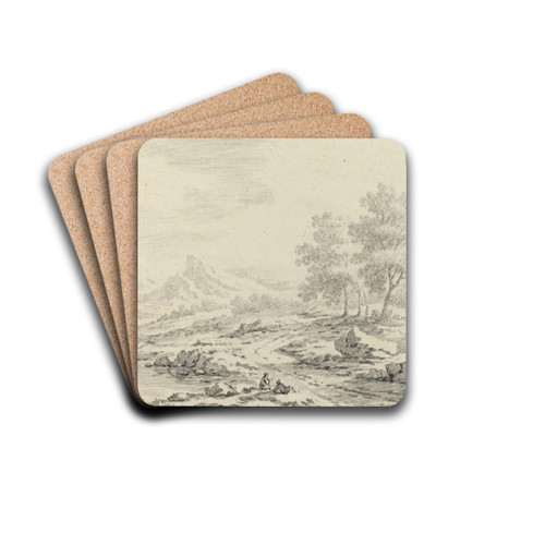 Two Men Resting near a Lake by Johann Christoph Dietzsch Drink Coasters - set of 4