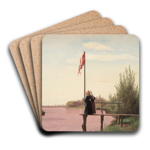 A View from Dosseringen near the Sortedam Lake Looking towards the Suburb Nrrebro outside Copenhage... by Christen Kbke Art Drink Coaster set