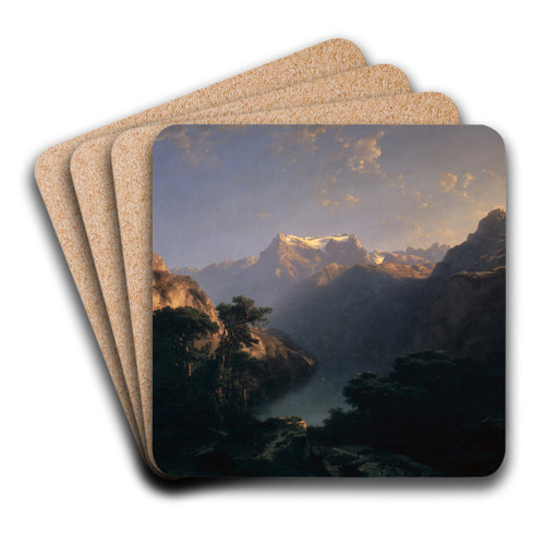 By the Lake of Uri by Alexandre Calame Art Drink Coaster set
