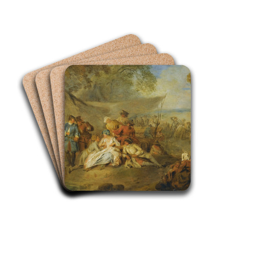 Figures Resting In A Military Encampment by Jean-Baptiste Pater Drink Coasters - set of 4