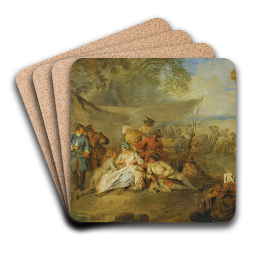 Figures Resting In A Military Encampment by Jean-Baptiste Pater Art Drink Coaster set Figures Resting In A Military Encampment by Jean-Baptiste Pater Art Drink Coaster set