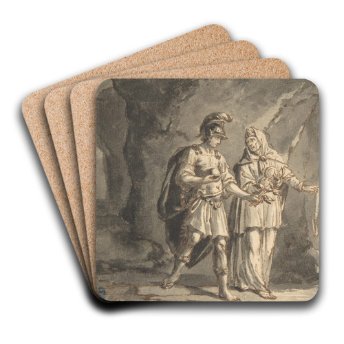 Aeneas and the Sibyl in the Underworld by Arnold Houbraken Art Drink Coaster set
