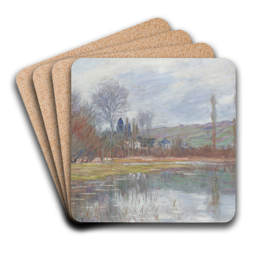Printemps  Vtheuil by Claude Monet Art Drink Coaster set