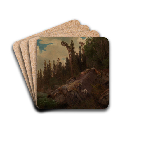 Landscape Study with Trees and Rocks by August Cappelen Drink Coasters - set of 4