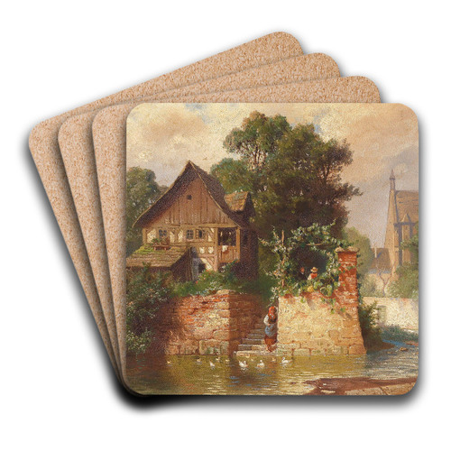 Idylle am Stadtgraben by Johann Kautsky Art Drink Coaster set