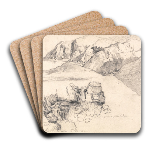 Studies of a Hilly Coast, and a Rocky Waterfall by James Ward Art Drink Coaster set