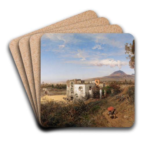 Landschaft bei Pompeji by Oswald Achenbach Art Drink Coaster set