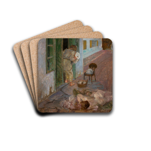 Dish washing. Wielgie by Jacek Malczewski Drink Coasters - set of 4 Dish washing. Wielgie by Jacek Malczewski Drink Coasters - set of 4