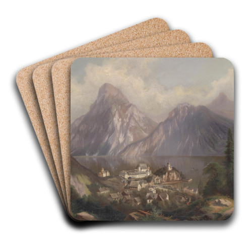 Blick auf Traunkirchen by Ferdinand Lepie Art Drink Coaster set