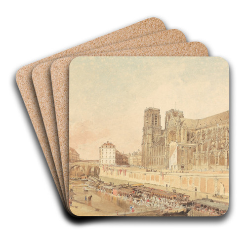 Notre Dame, Paris, from the Left Bank by Edward Duncan Art Drink Coaster set