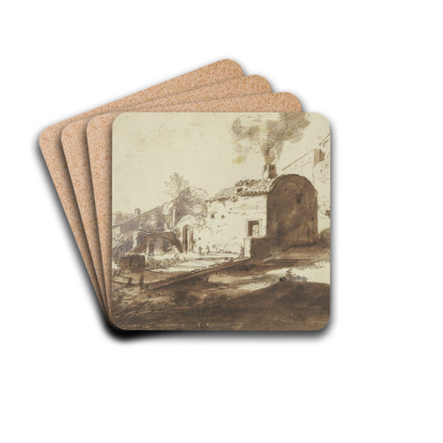 Group of houses in Tivoli by Bartholomeus Breenbergh Drink Coasters - set of 4