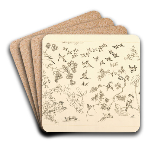 Fleurs et oiseaux japonais. by Flix Bracquemond Art Drink Coaster set