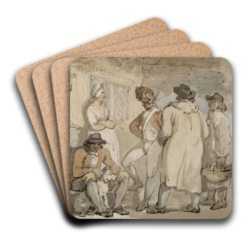At the inn door by Thomas Rowlandson Art Drink Coaster set