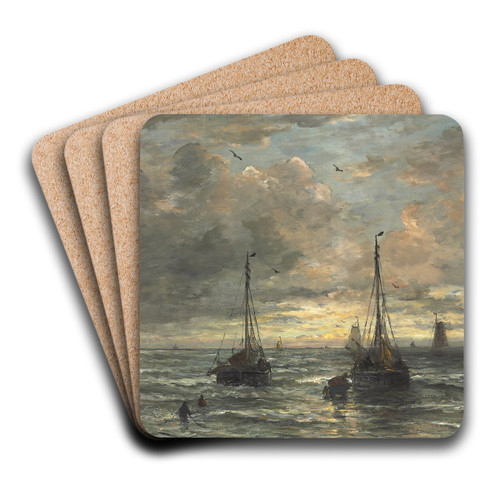 Return Of The Fishing Fleet by Hendrik Willem Mesdag Art Drink Coaster set