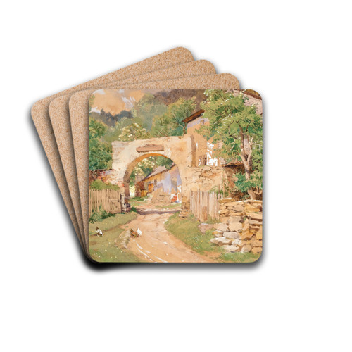 Spring mood at a farm in the Waldviertel by Hugo Darnaut Drink Coasters - set of 4