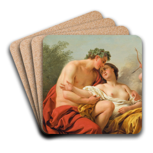 Bacchus and Ariadne by Louis-Jean-Franois Lagrene Art Drink Coaster set