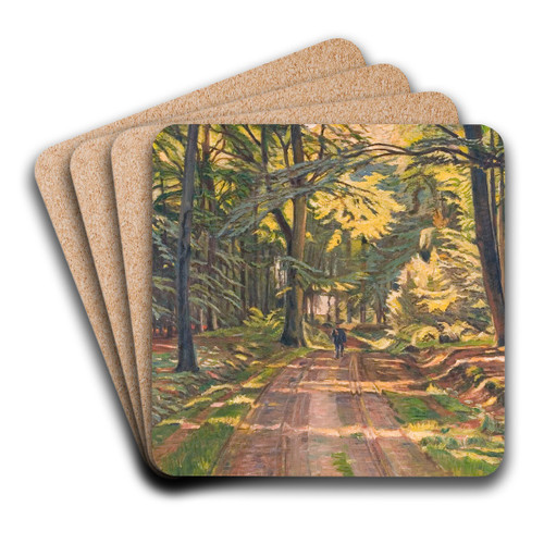 Skovvej ved Dyrns by Poul Simon Christiansen Art Drink Coaster set