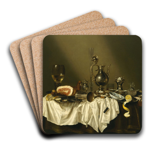 Banquet Piece with Ham by Willem Claesz Heda Art Drink Coaster set