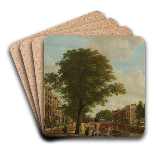 View of the Herengracht near tje Leidsestraat, Amsterdam by Hendrik Keun Art Drink Coaster set View of the Herengracht near tje Leidsestraat, Amsterdam by Hendrik Keun Art Drink Coaster set
