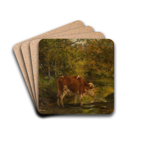 Cow at the Ditch by Hippolyte Boulenger Drink Coasters - set of 4