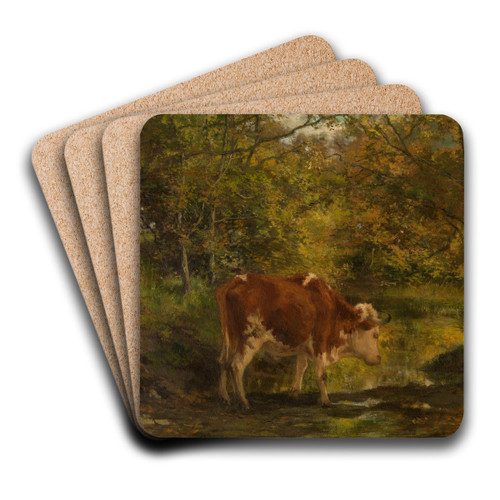 Cow at the Ditch by Hippolyte Boulenger Art Drink Coaster set