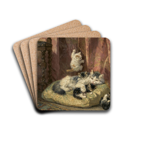 Kittens at Play by Henritte Ronner-Knip Art Drink Coaster set