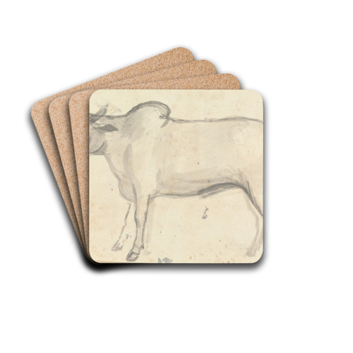 An Ox by Gangaram Chintaman Tambat Drink Coasters - set of 4 An Ox by Gangaram Chintaman Tambat Drink Coasters - set of 4