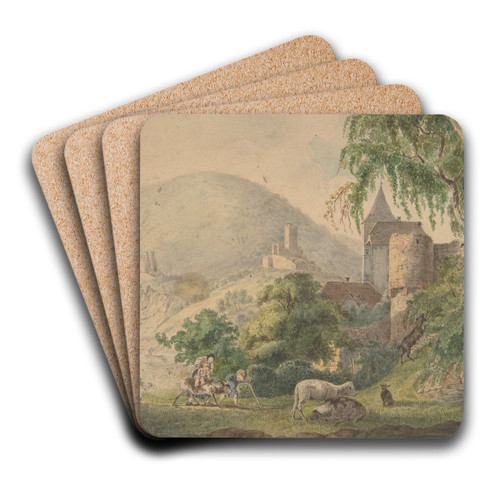 The Four Castles of Neckarsteinach by Carl Philipp Fohr Art Drink Coaster set