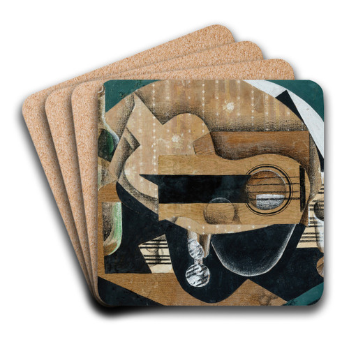 A Guitar, Glasses and a Bottle by Juan Gris Art Drink Coaster set