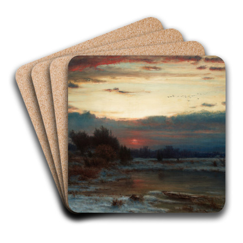 A Winter Sky by George Inness Art Drink Coaster set