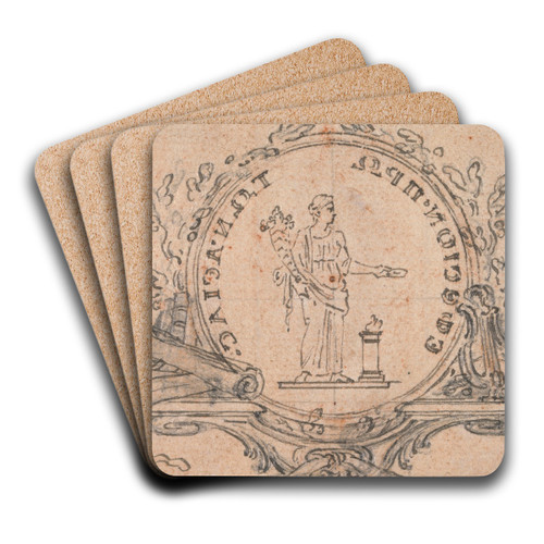 Design for a Vignette; Figure of Abundance by Hubert-Franois Gravelot Art Drink Coaster set Design for a Vignette; Figure of Abundance by Hubert-Franois Gravelot Art Drink Coaster set