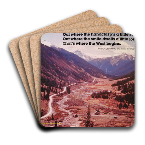 Scenically Yours, Descent into Silvertown near Durango, Colorado by U.S. Information Agency Art Drink Coaster set