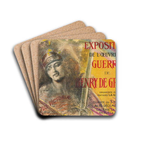Exposition de l'oeuvre de guerre de Henry de Groux by Henri de Groux Drink Coasters - set of 4 Exposition de l'oeuvre de guerre de Henry de Groux by Henri de Groux Drink Coasters - set of 4