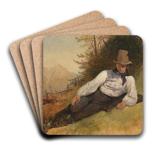 Bauernbursche by Friedrich August Matthias Gauermann Art Drink Coaster set Bauernbursche by Friedrich August Matthias Gauermann Art Drink Coaster set