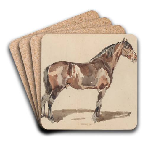 A bay horse is in the bridle by Piotr Michaowski Art Drink Coaster set A bay horse is in the bridle by Piotr Michaowski Art Drink Coaster set