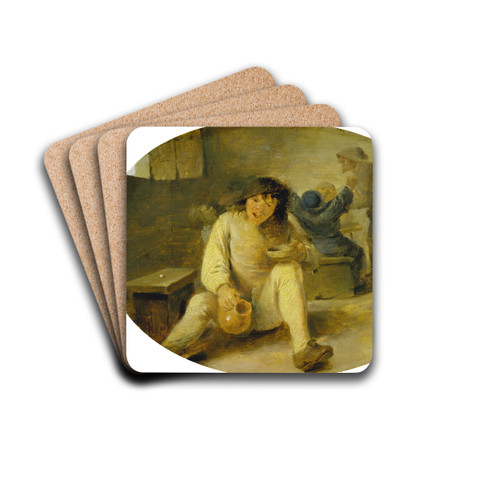 Drunken Peasant by Adriaen Brouwer Drink Coasters - set of 4