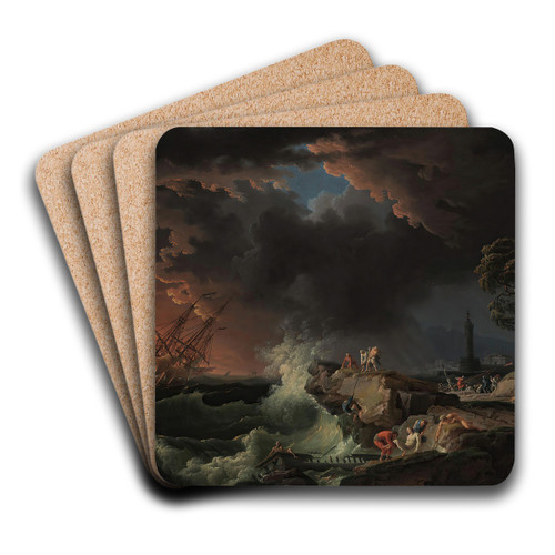 A shipwreck with figures coming ashore by Claude-Joseph Vernet Art Drink Coaster set