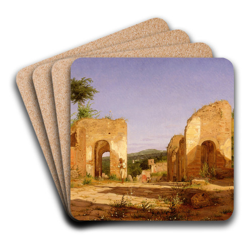 Gateway in the Via Sepulcralis in Pompeii by Christen Kbke Art Drink Coaster set