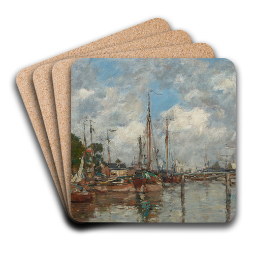 Trouville, Un coin du port by Eugne Boudin Art Drink Coaster set Trouville, Un coin du port by Eugne Boudin Art Drink Coaster set