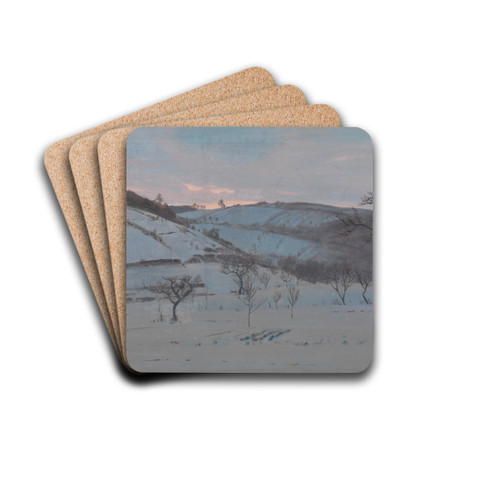 Wintermorgen bei Grtzingen by Gustav Kampmann Drink Coasters - set of 4