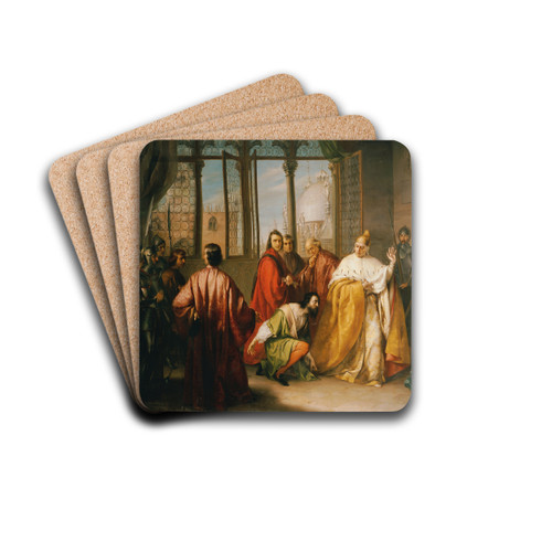 Der Doge Francesco Foscari schickt seinen Sohn Giacomo in die Verbannung ('I due Foscari') by Michelangelo Grigoletti Drink Coasters - set of 4 Der Doge Francesco Foscari schickt seinen Sohn Giacomo in die Verbannung ('I due Foscari') by Michelangelo Grigoletti Drink Coasters - set of 4
